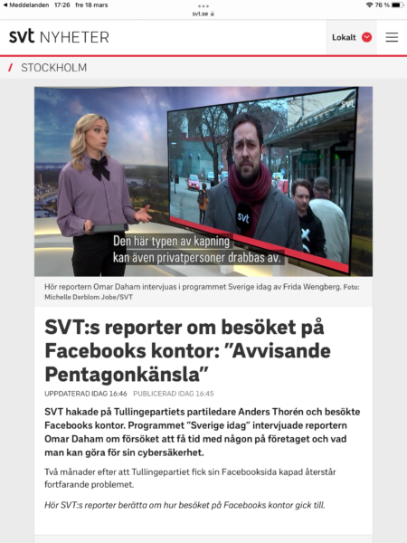 Från SVT:s lokala Stockholmssändning den 18 mars 2022